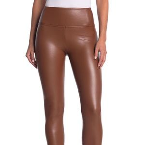 Bagatelle Carmel Faux Leather Wide Waistband Leggings